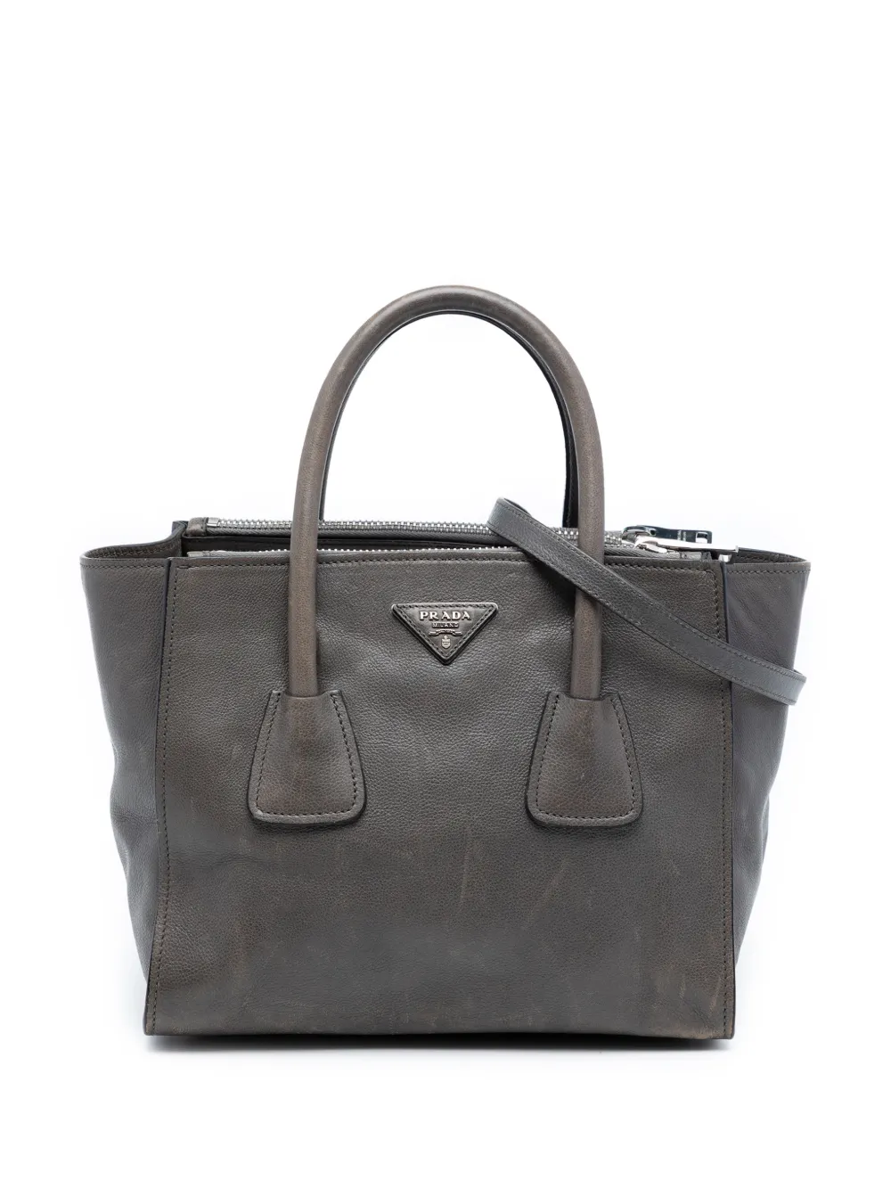 Prada Pre-Owned 2013-2025 Small Glace Calf Twin Pocket satchel - Grigio