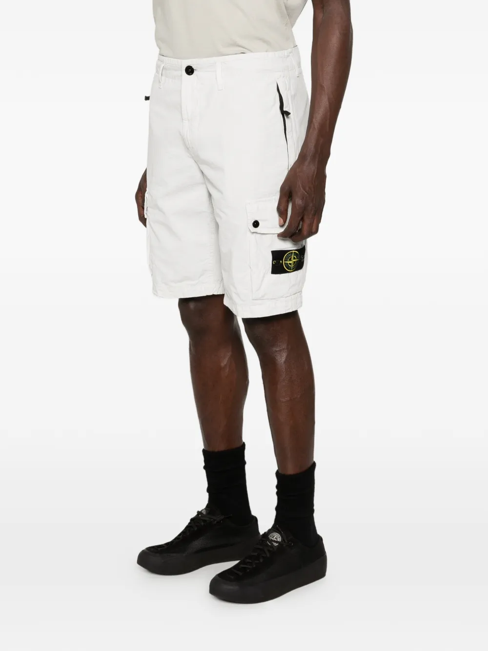Stone Island Cargo shorts met logopatch Wit