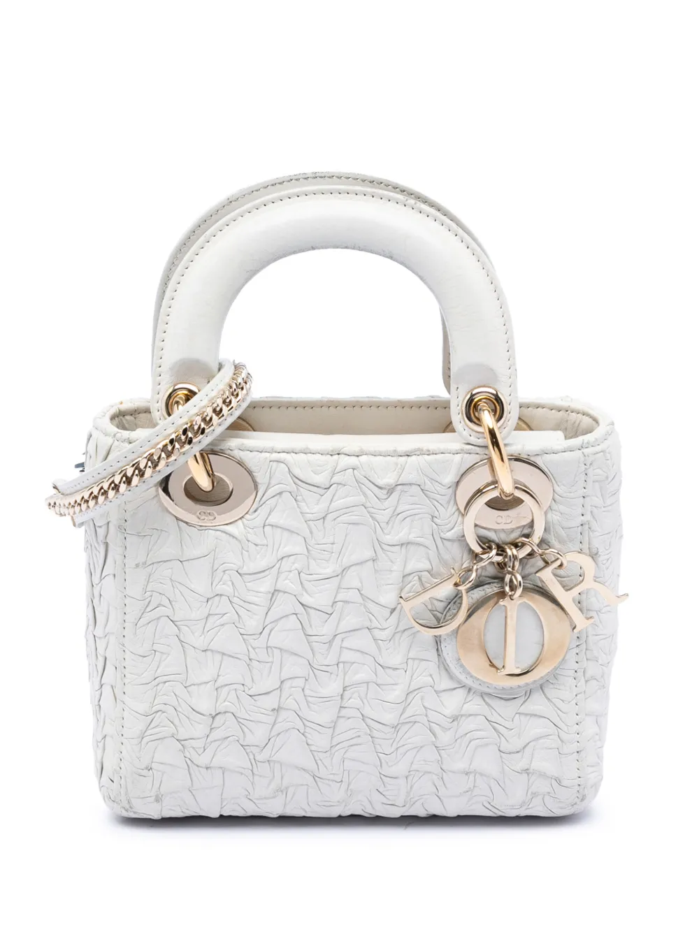 Christian Dior Pre-Owned 2019 Mini Wavy Crinkled Lambskin Lady Dior satchel - Weiß