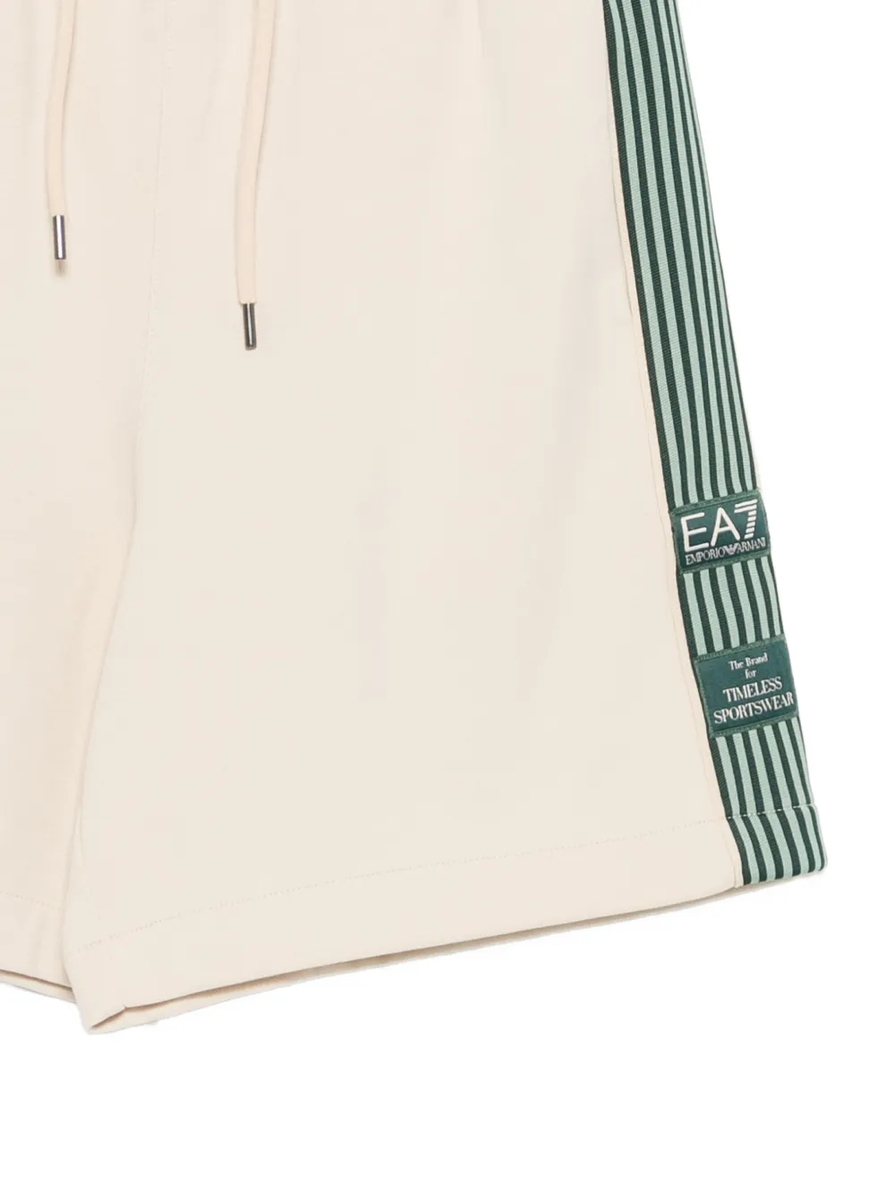 Ea7 Emporio Armani Shorts met gestreepte afwerking en logopatch Beige