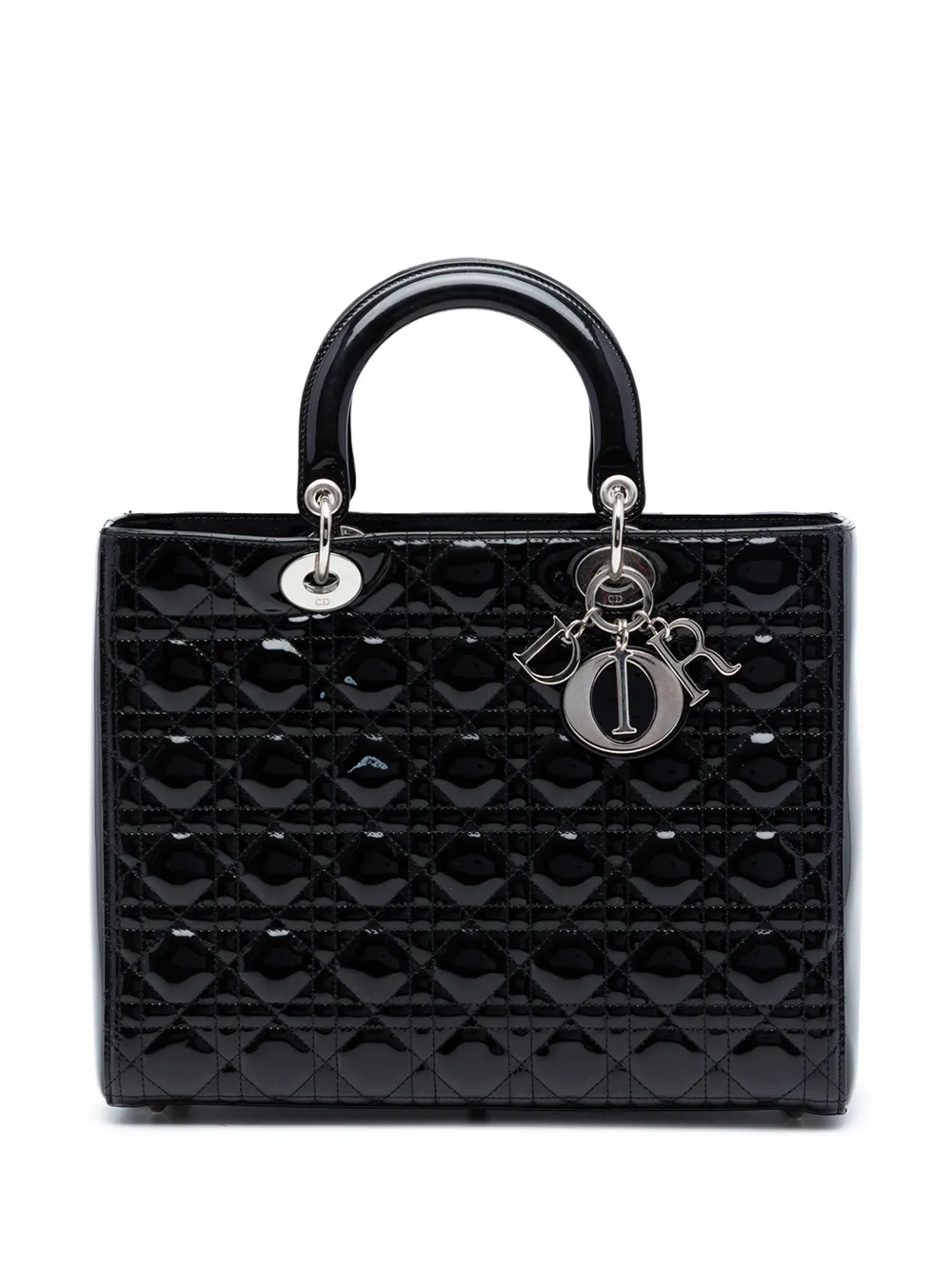 Christian Dior Pre-Owned 2012 Large Patent Cannage Lady Dior satchel - Schwarz