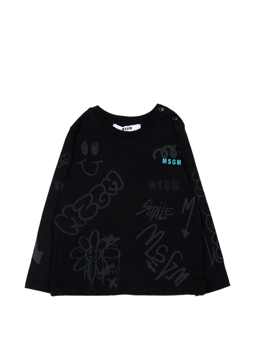 MSGM Kids long-sleeve graphic T-shirt - Nero