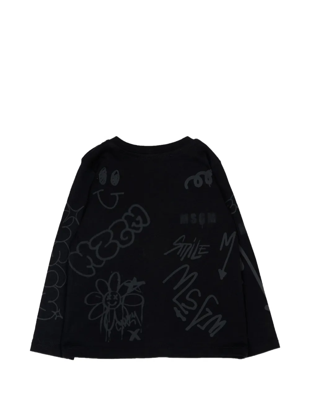 MSGM Kids T-shirt met lange mouwen en grafische print Zwart