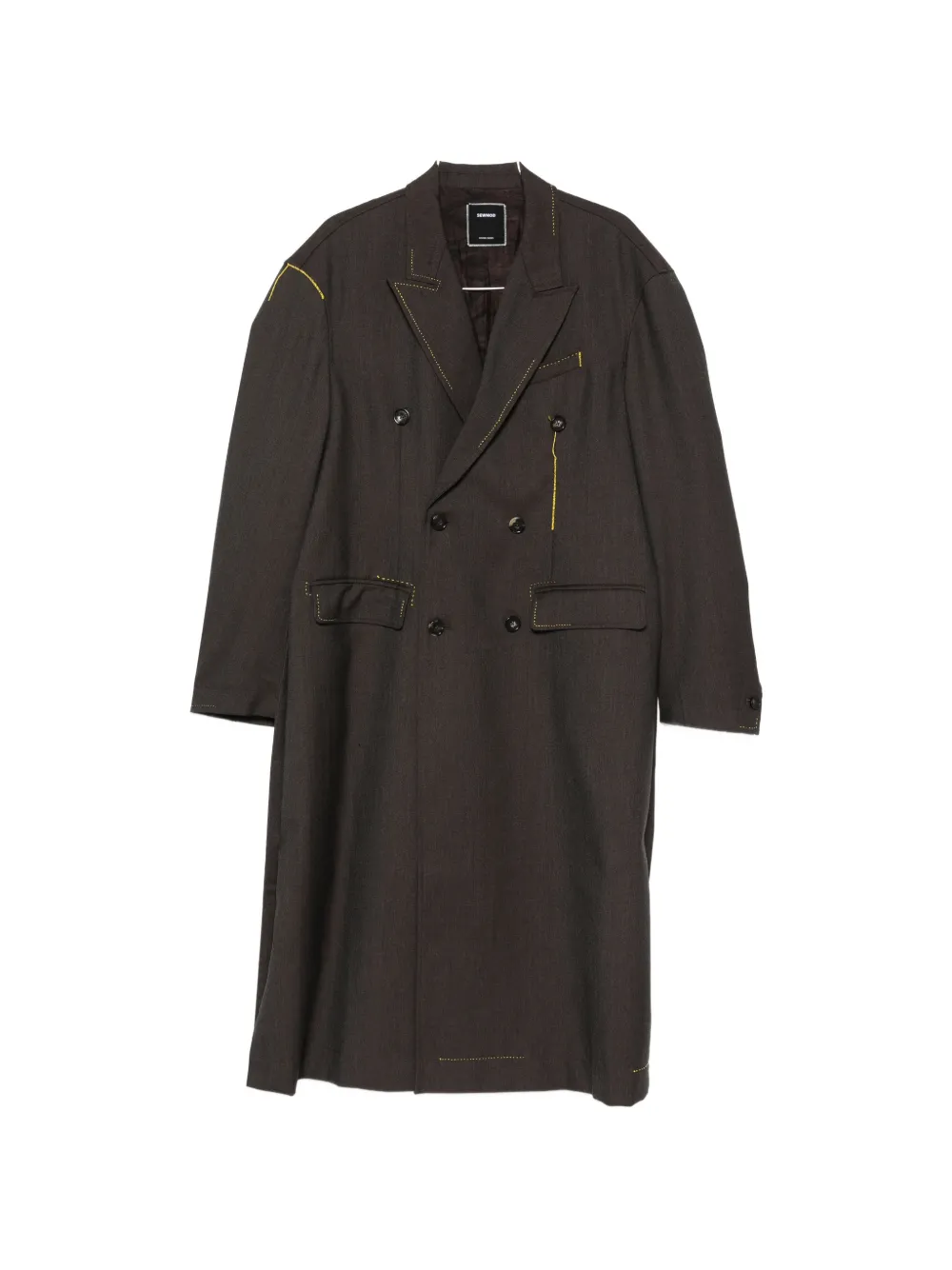 SEWMOD contrast-stitch double-breasted coat - Braun