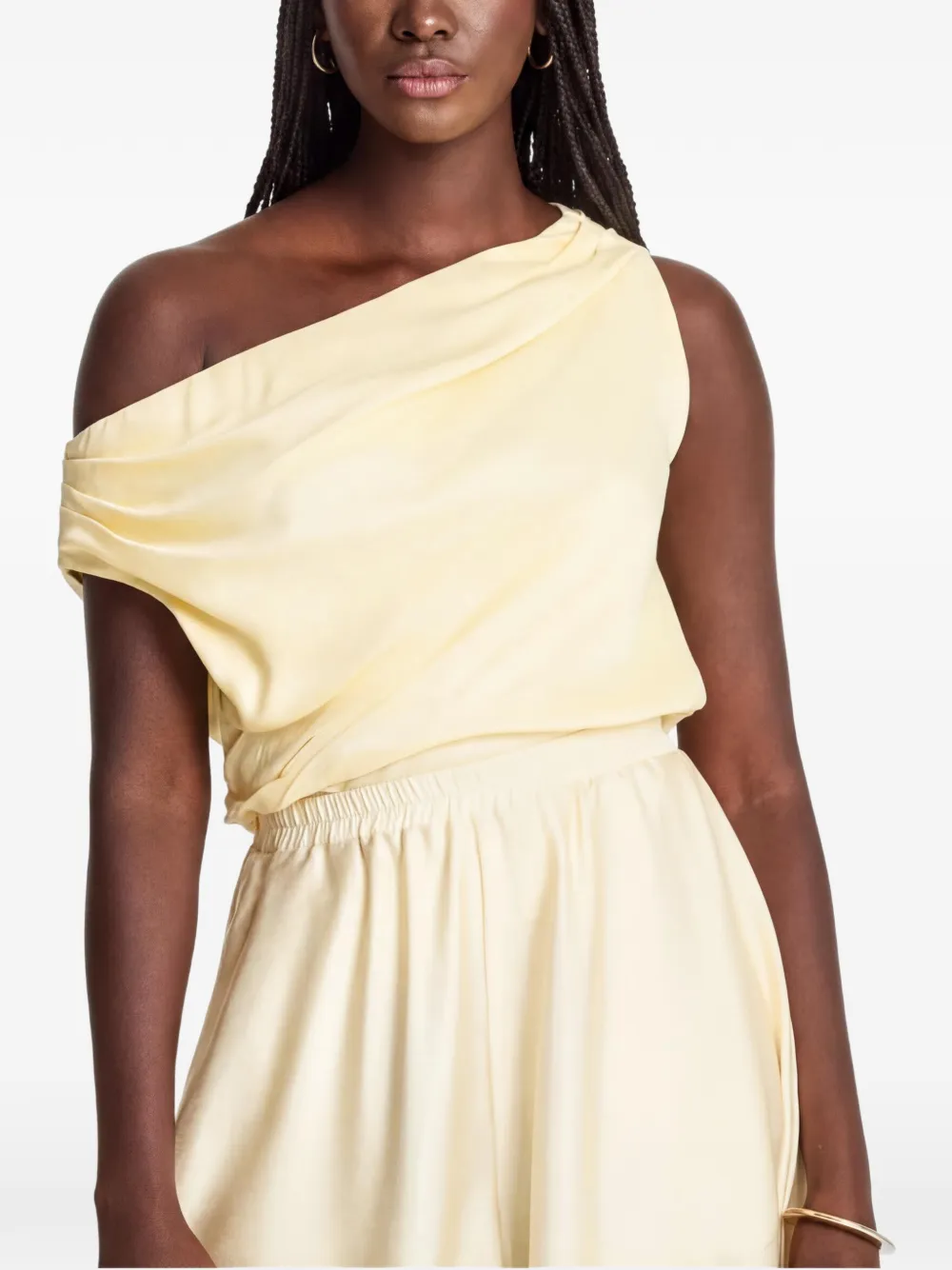 DIARRABLU Alba one-shoulder draped top - Toni neutri