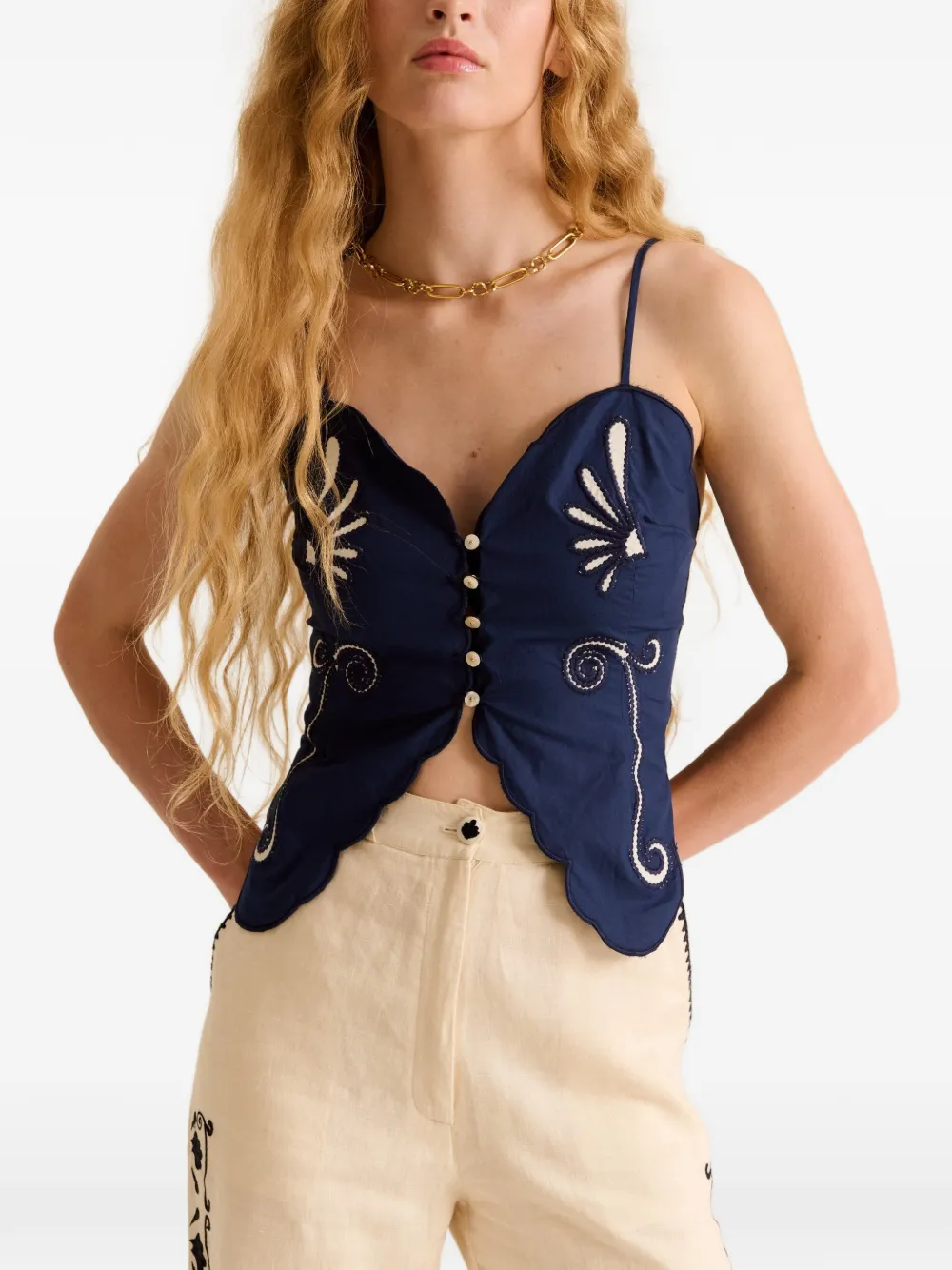 Carolina K Monarca embroidered top - Blu