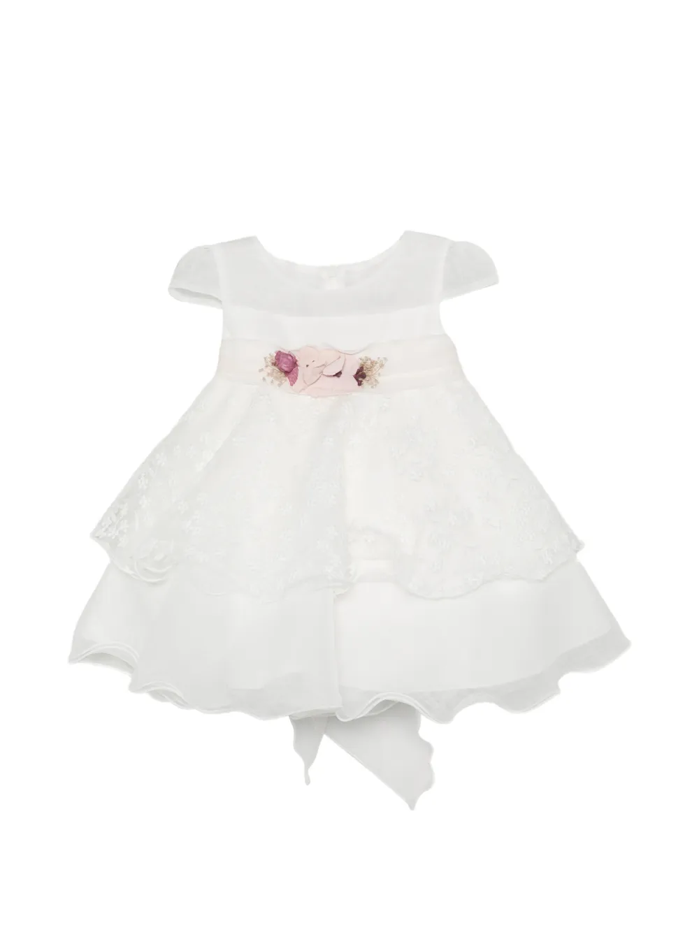 Mimilù floral-lace tiered dress - Bianco