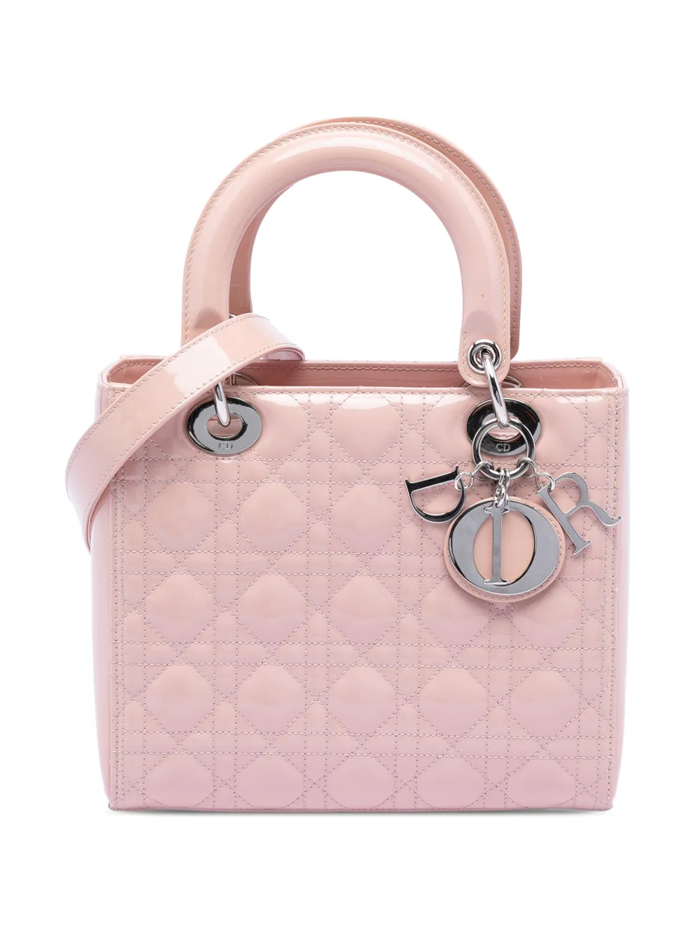 Christian Dior Pre-Owned 2017 Medium Patent Cannage Lady Dior satchel - Pink