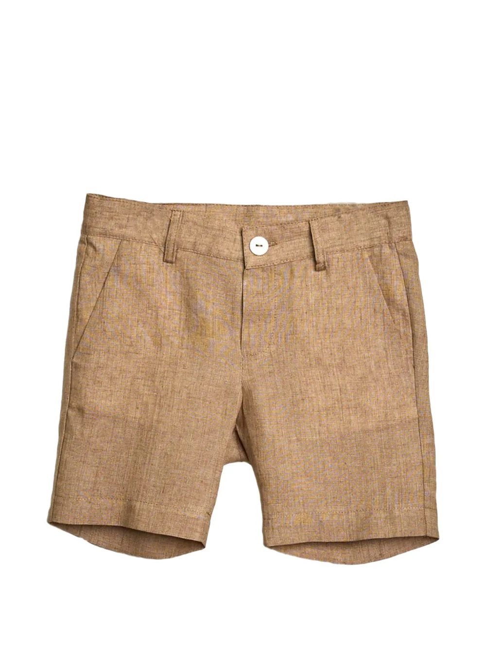 Little Bear button-closure linen shorts - Marrone