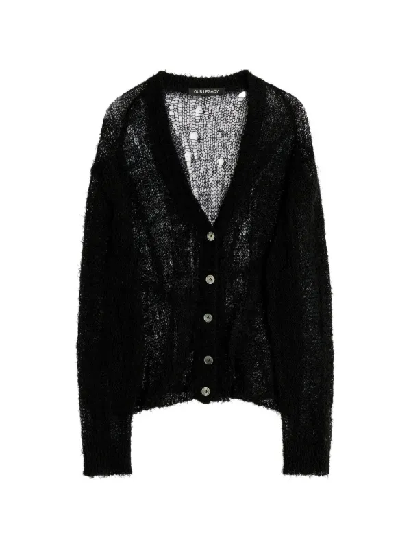 OUR LEGACY Academy V-neck Cardigan | Black | FARFETCH