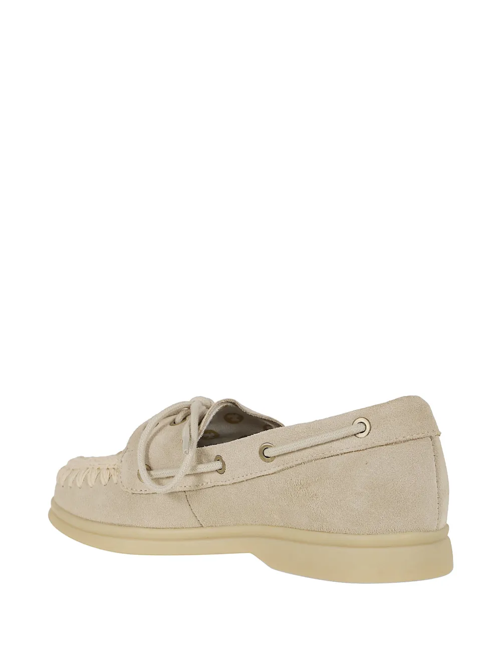 Mou crochet-stitch suede mocassins Beige