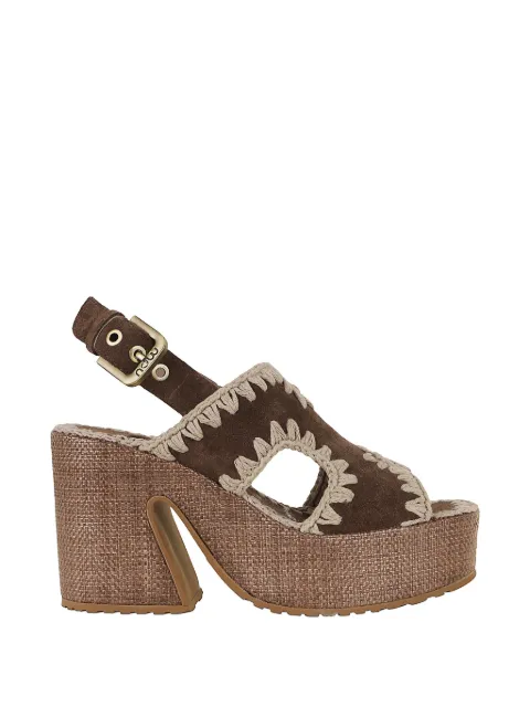 Mou crochet-trim platform sandals