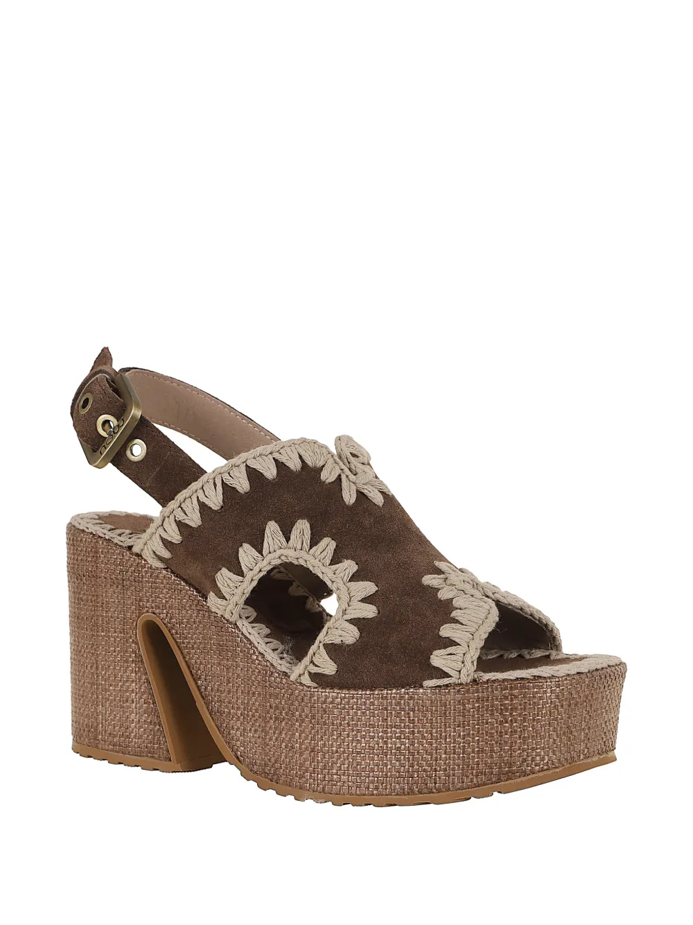Mou crochet-trim platform sandals Bruin