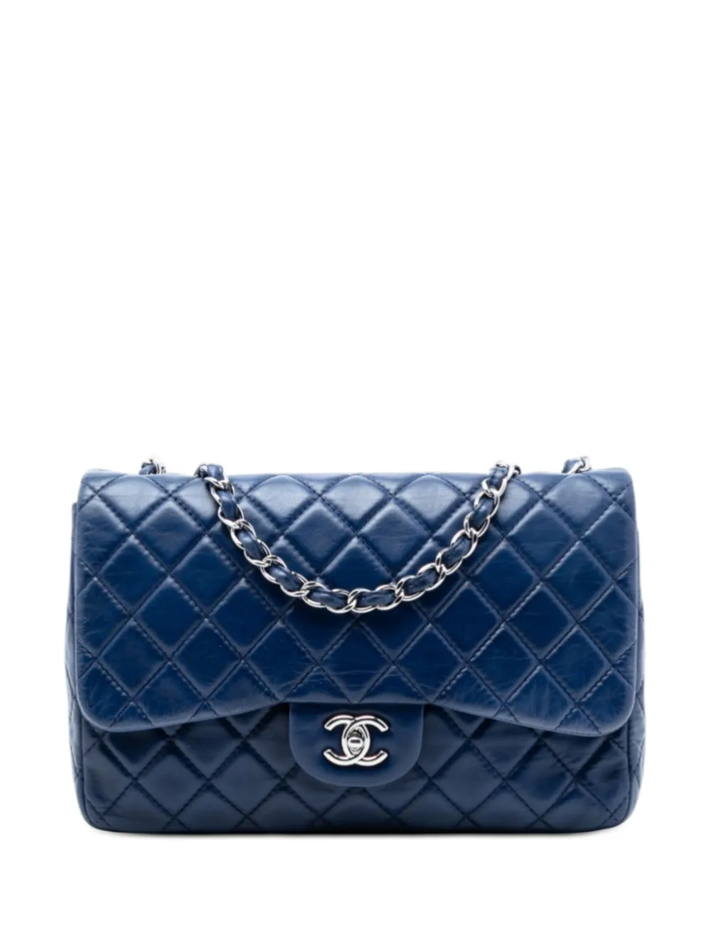 CHANEL Pre-Owned 2008-2009 Jumbo Classic Lambskin Single Flap shoulder bag - Blu