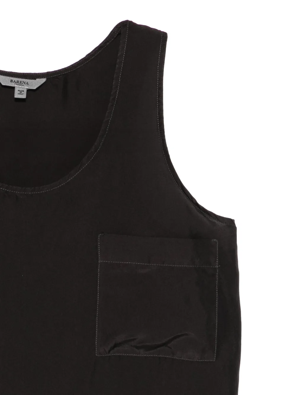 Barena Blouse met opgestikte zak en diepe ronde hals Zwart