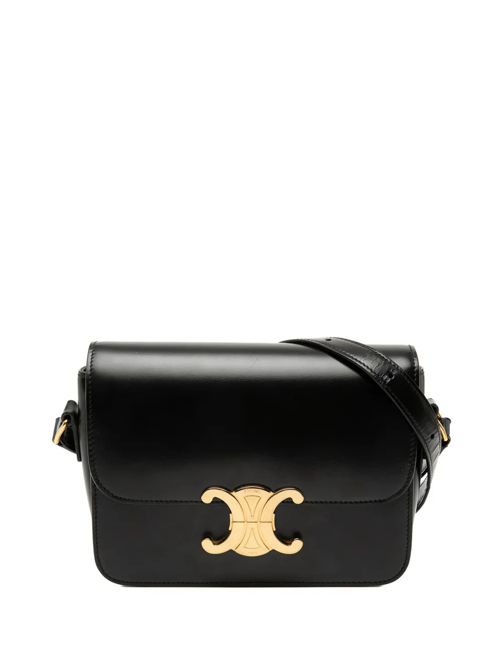 Celine Pre-Owned 2022 Teen Shiny Calfskin Triomphe crossbody bag - Nero