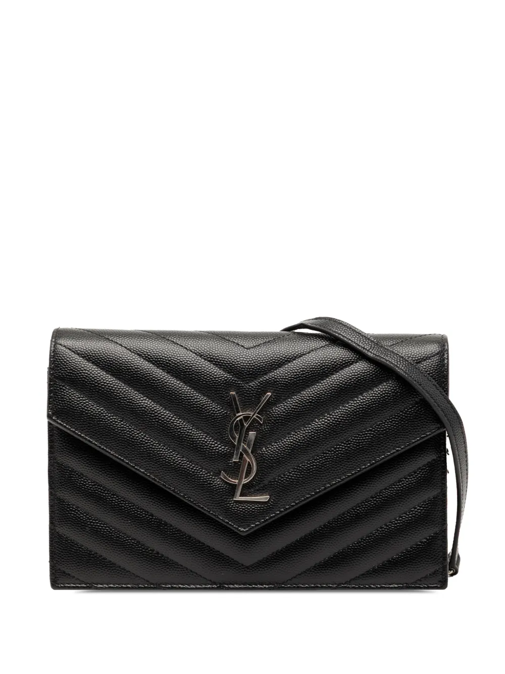Saint Laurent Pre-Owned 2017 Grain De Poudre Cassandre Envelope Chain Wallet crossbody bag - Nero