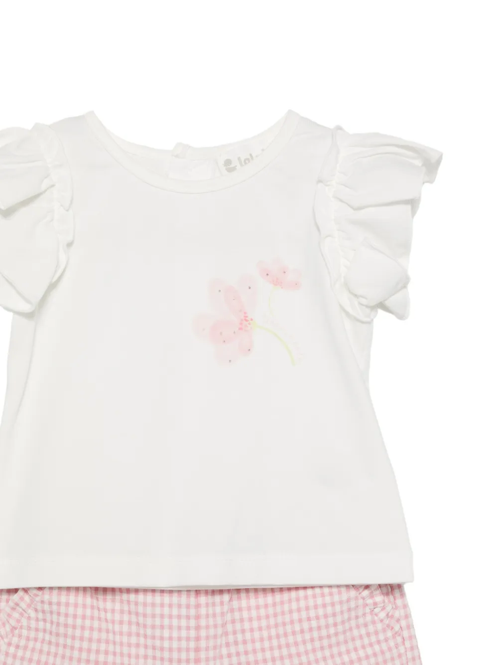 Lalalu Set T-shirt E Shorts A Quadretti - Bianco 