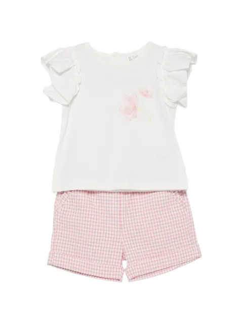 LALALU gingham-pattern shorts and T-shirt set 