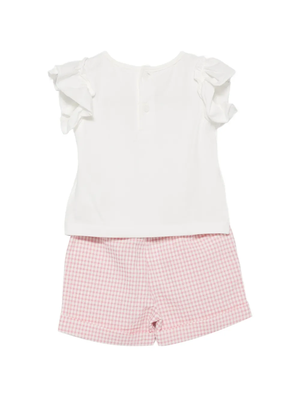  Lalalu Set T-shirt E Shorts A Quadretti - Bianco 