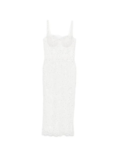 Adamaris sequin-embroidered lace-trimmed midi dress