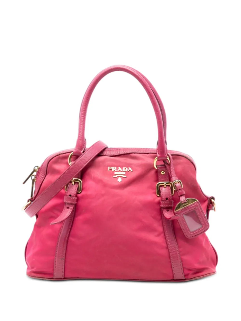 Prada Pre-Owned 2000-2025 Saffiano Trimmed Tessuto Dome satchel - Rosa