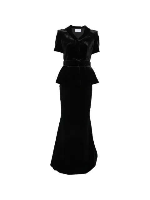 Adamaris V-neck buttoned maxi skirt set