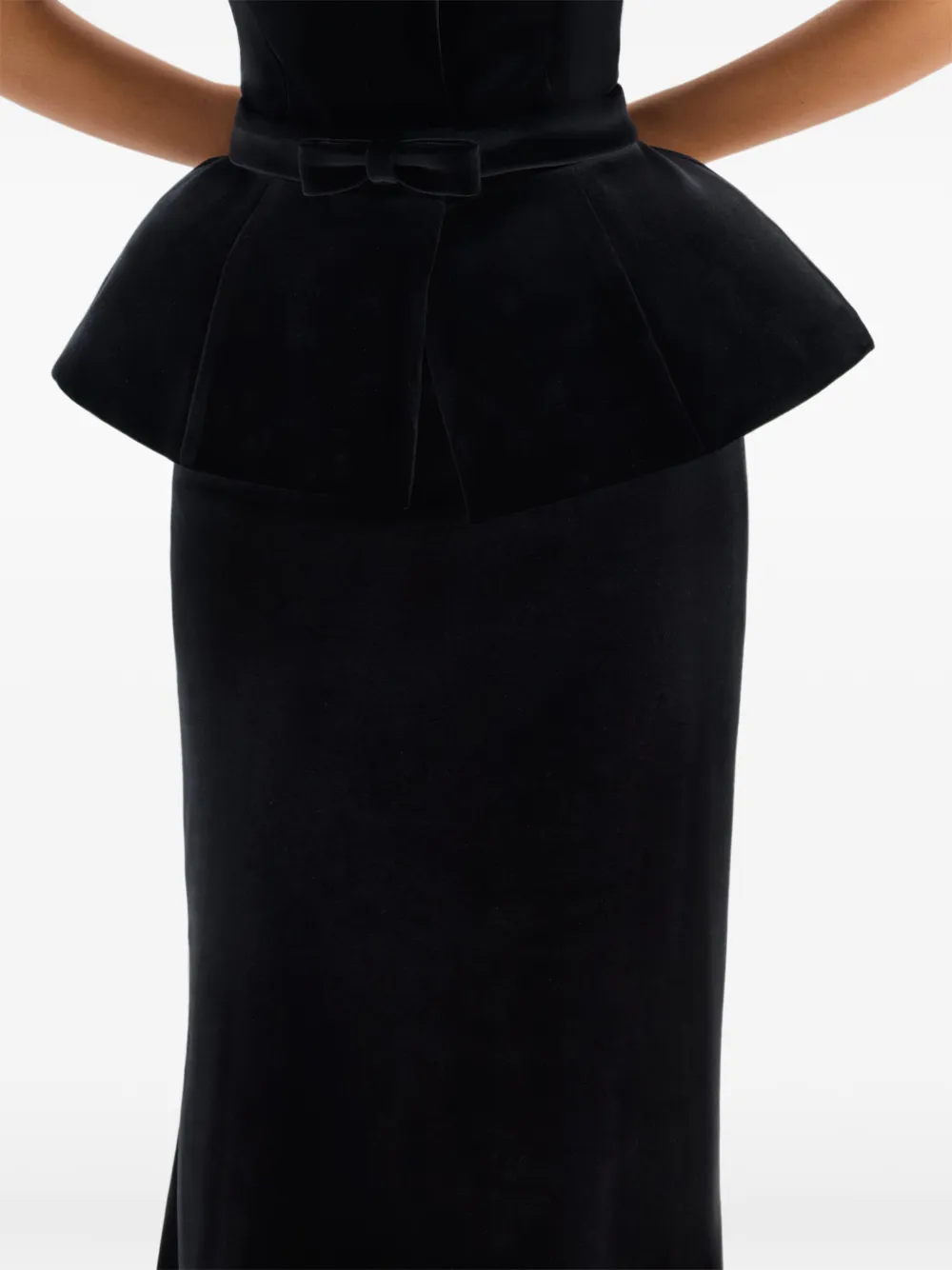 Adamaris V-neck buttoned maxi skirt set - Nero