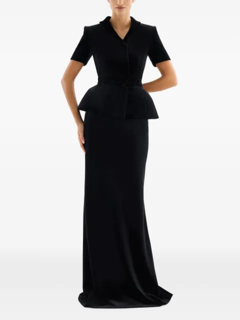 Adamaris V-neck buttoned maxi skirt set
