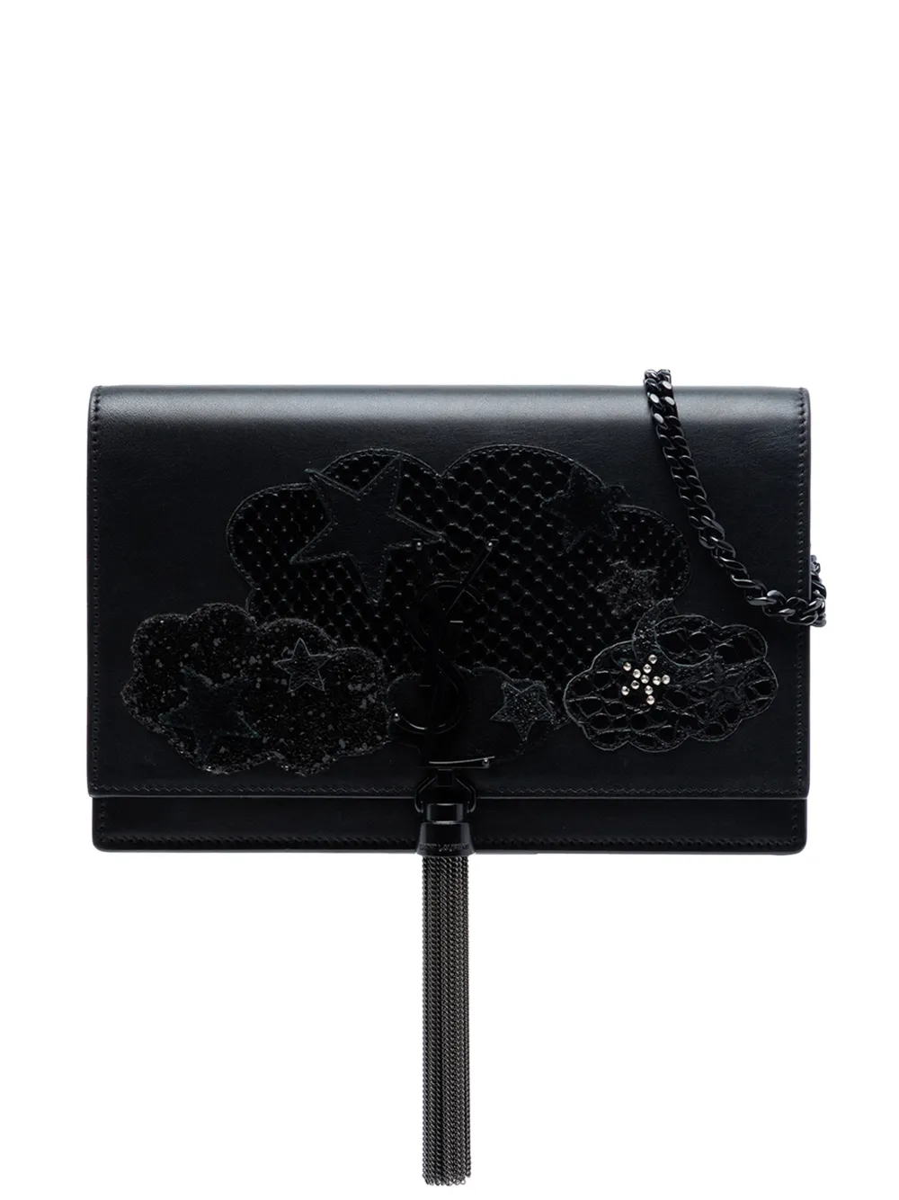 Saint Laurent Pre-Owned 2016 Calfskin Cloud Star Applique Classic Monogram Kate Tassel Wallet on Chain crossbody bag - Nero