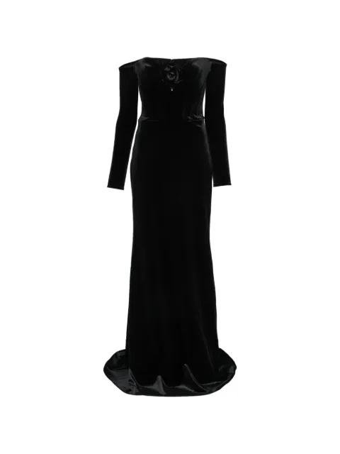 Adamaris off-shoulder rose-detail maxi dress