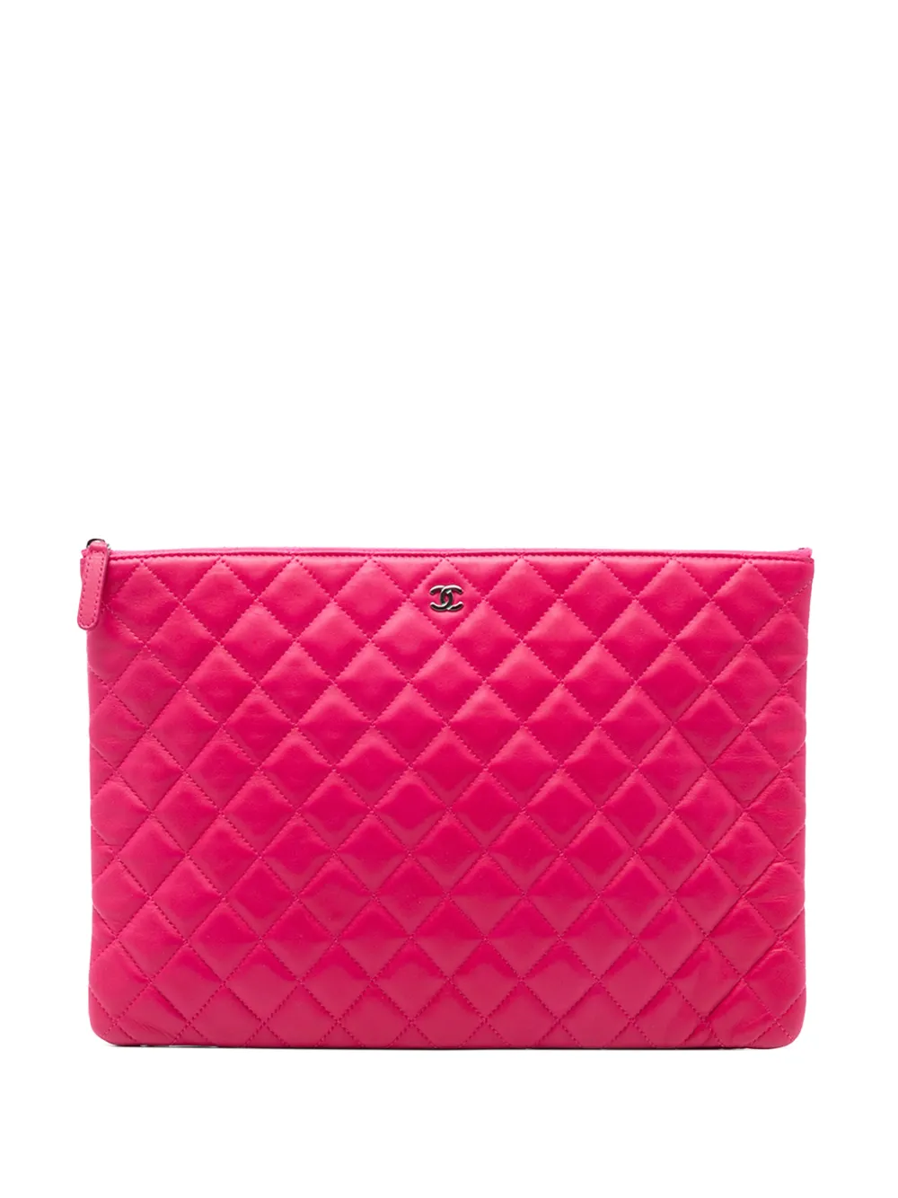 CHANEL Pre-Owned 2014 Large Quilted Lambskin O Case clutch bag - Rosa