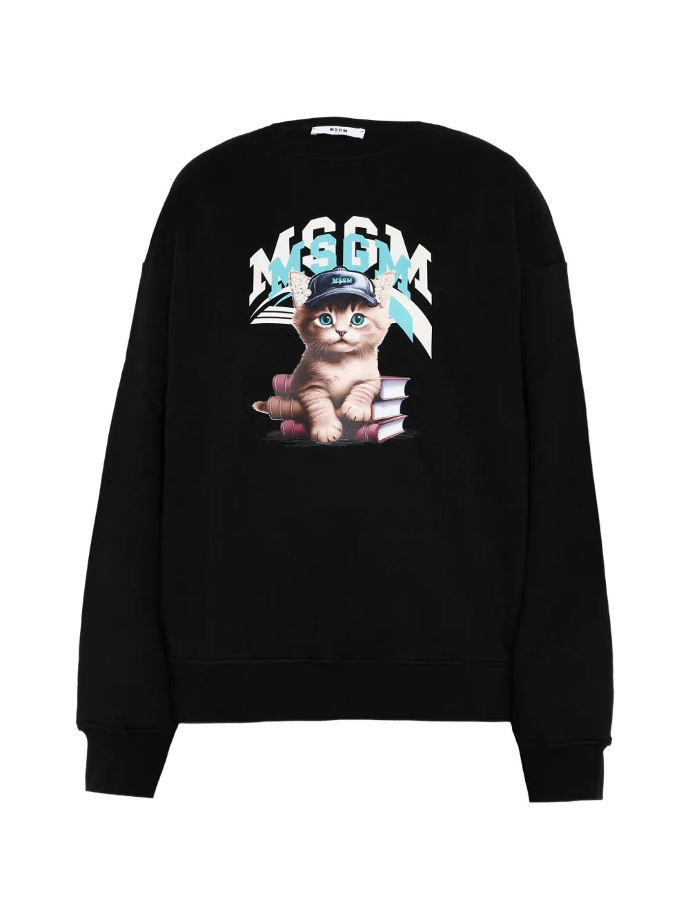 MSGM Kids kitten print sweatshirt - Nero