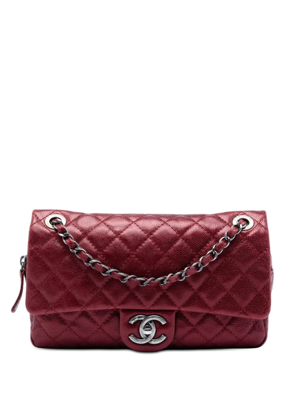 CHANEL Pre-Owned 2013-2014 Medium Quilted Iridescent Caviar Easy Flap shoulder bag - Rosso