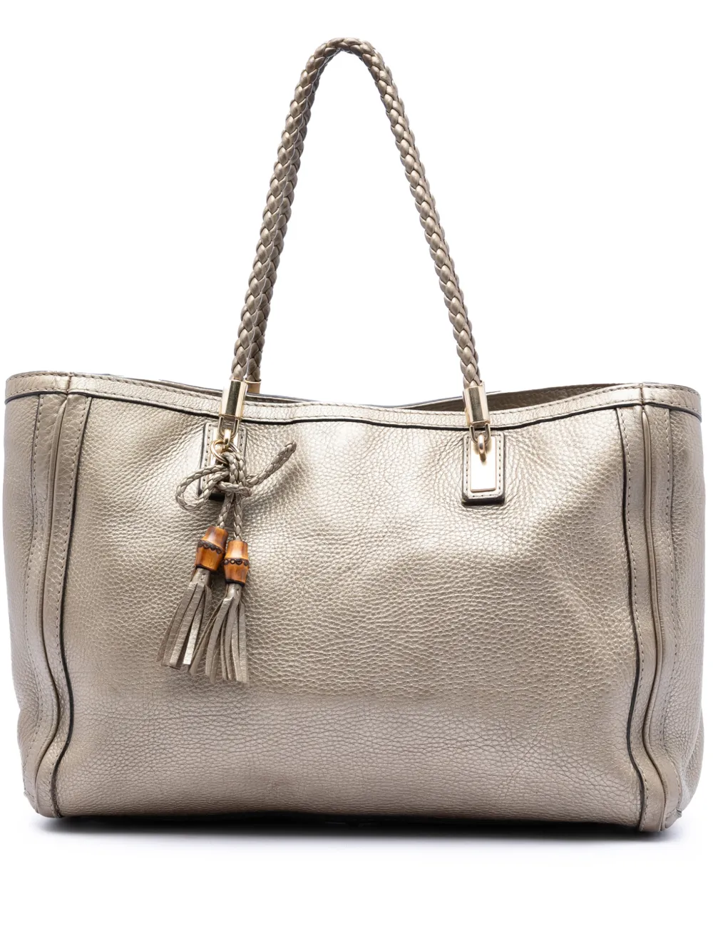 Gucci Pre-Owned 2016-2025 Metallic Grained Leather Bella tote bag - Oro