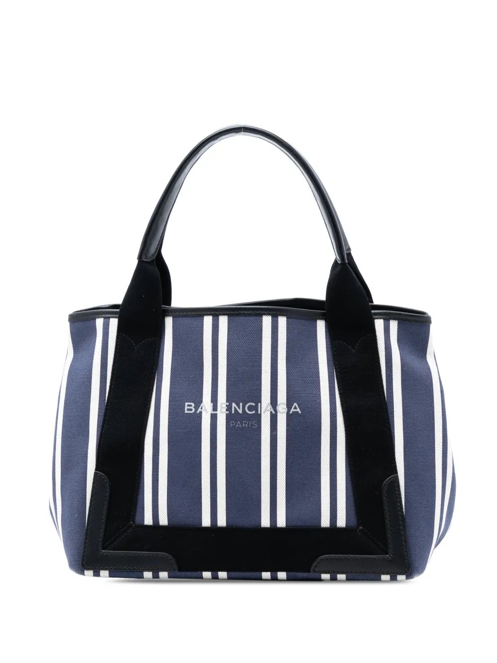 Balenciaga Pre-Owned 2017 Canvas Striped Navy Cabas S tote bag - Blu
