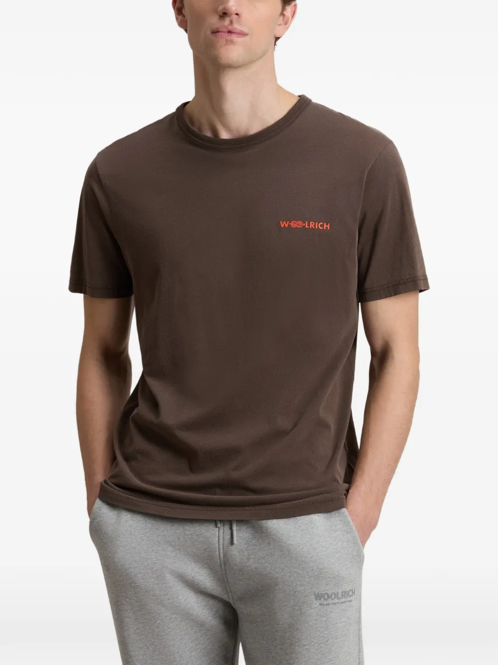 Woolrich T-shirt met geverfd effect en print Bruin