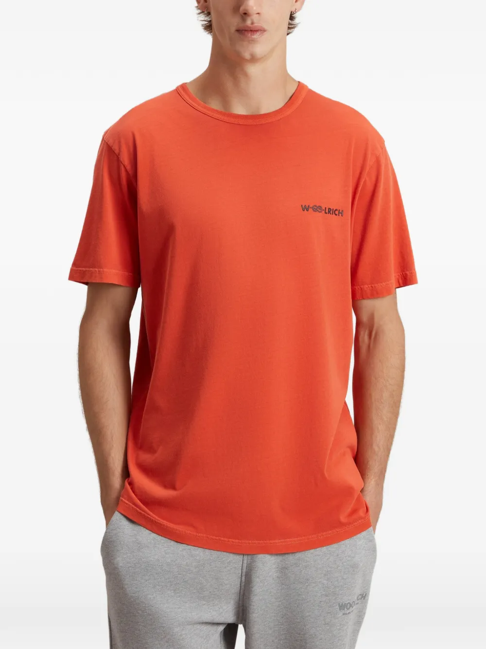 Woolrich T-shirt met geverfd effect en print Oranje