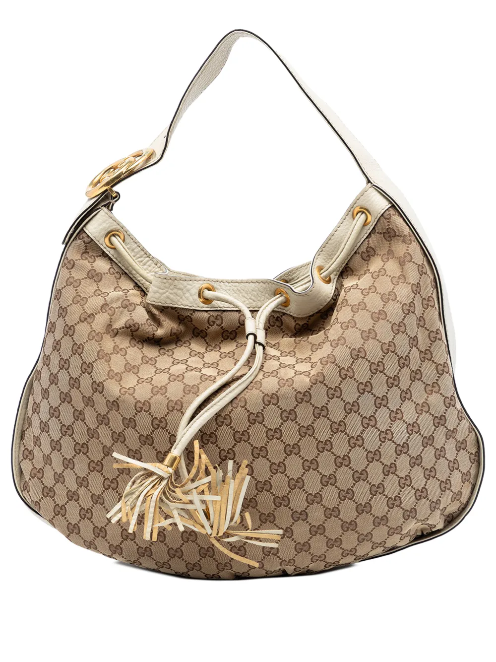 Gucci Pre-Owned 2016-2025 GG Canvas Interlocking Icon Drawstring Hobo shoulder bag - Bianco