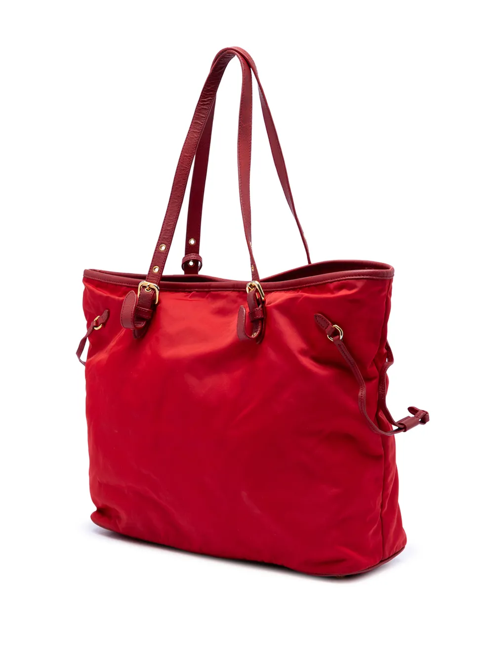 Prada Pre-Owned 2000-2026 Saffiano Trimmed Tessuto Tote Bag | Red