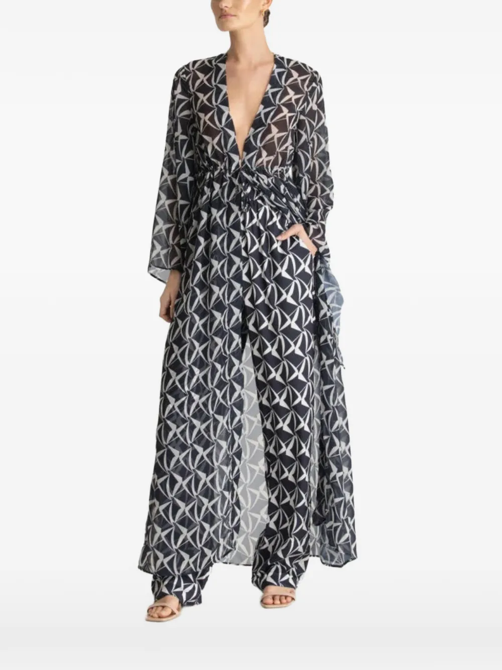 DIARRABLU geometric print v-neck top - Blau