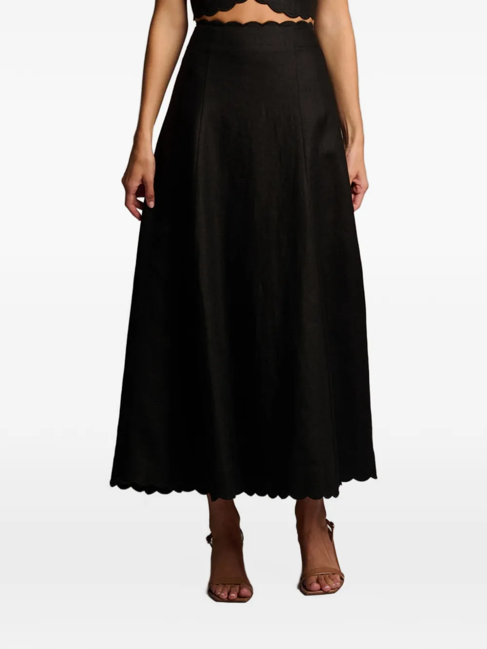 HEVRON Delilah scalloped skirt - Nero
