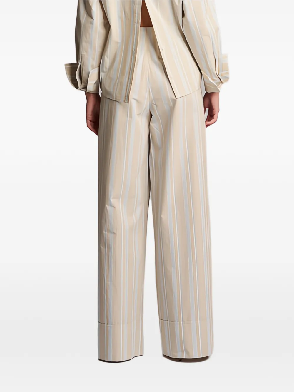 HEVRON Gestreepte plooibroek Beige