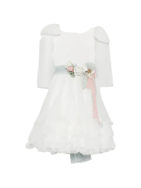 Mimilù floral-embellished ruffled dress