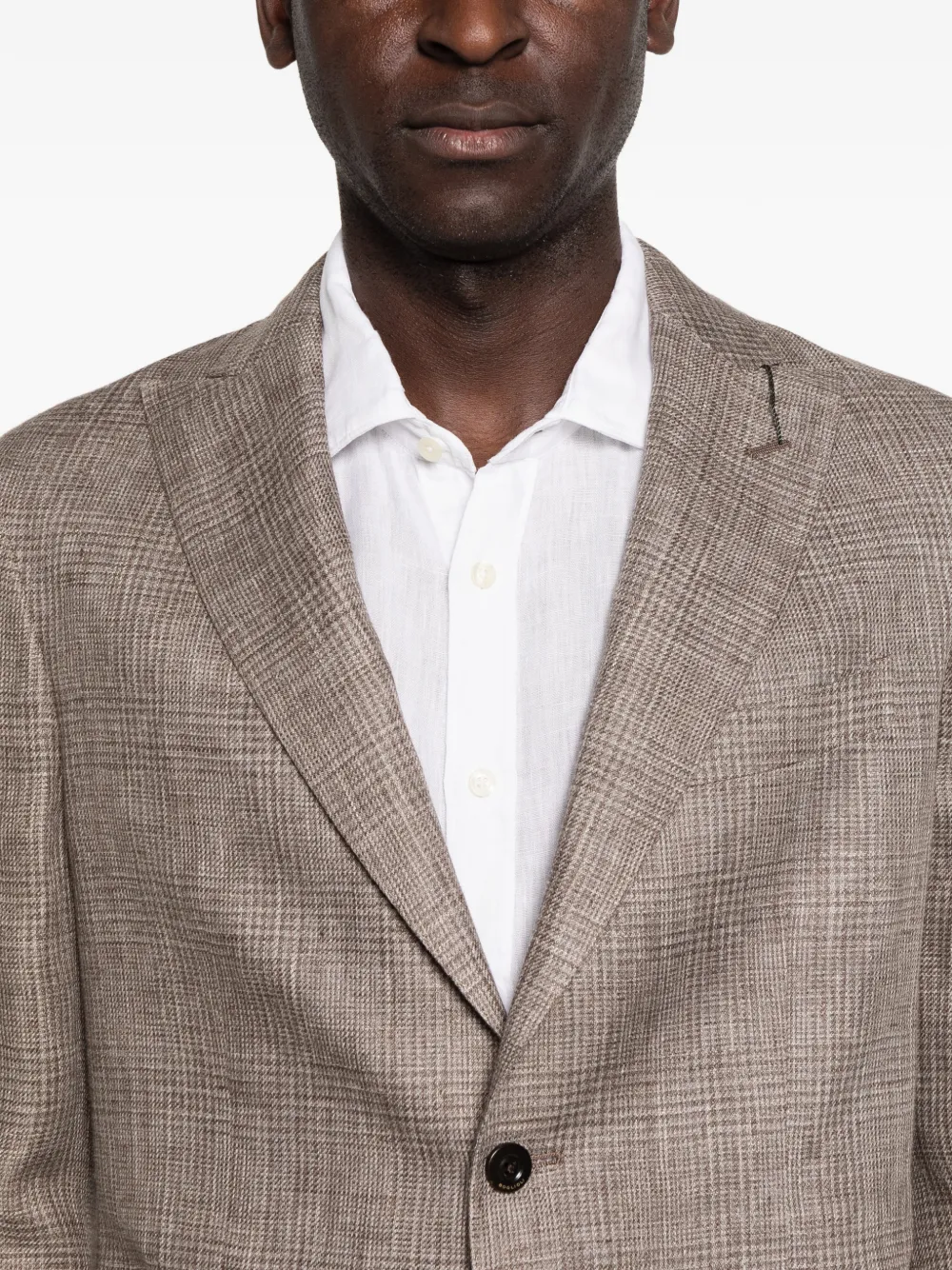 Boglioli Prince of Wales geruite linnen blazer Beige