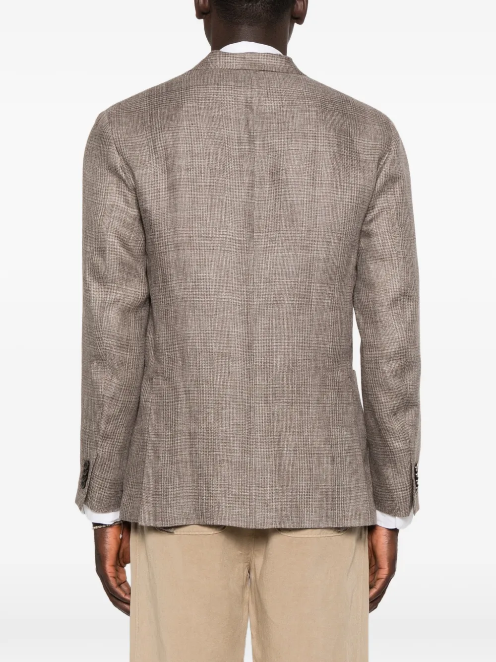Boglioli Prince of Wales geruite linnen blazer Beige