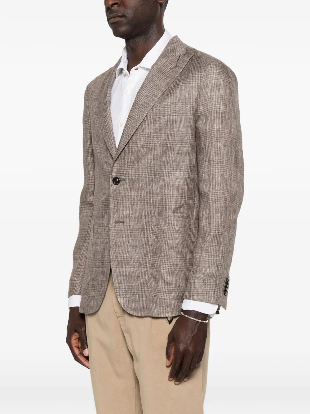 Boglioli Prince of Wales geruite linnen blazer Beige