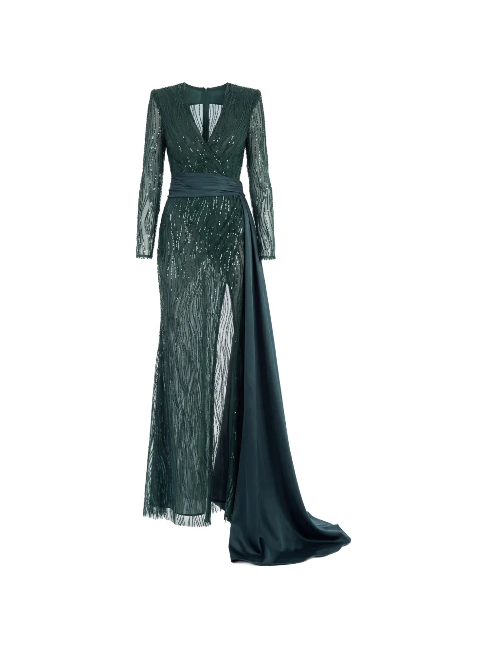 Gattinolli by Marwan sequin-embellished gown dress - Verde