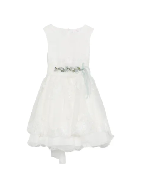 Mimilù lace-trim floral-appliqué dress