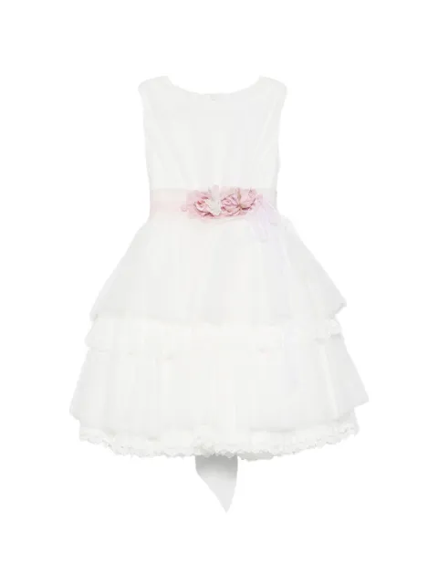 Mimilù floral-appliqué tiered dress